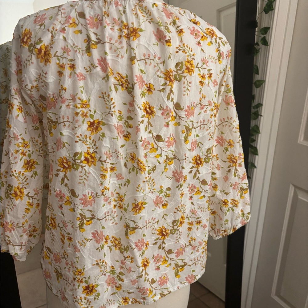 Hester Orchard by anthropology Floral Blouse - Pink and Yellow - Picture 3 of 5